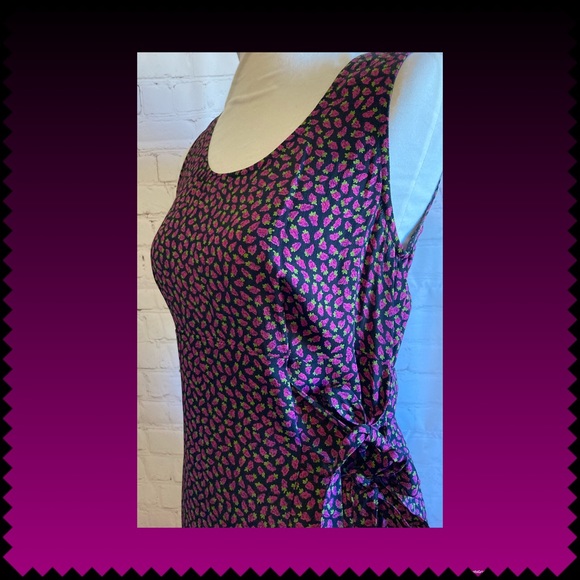 🍒vintage 8 Carole Little 90s Raspberry maxi dress - Picture 15 of 16